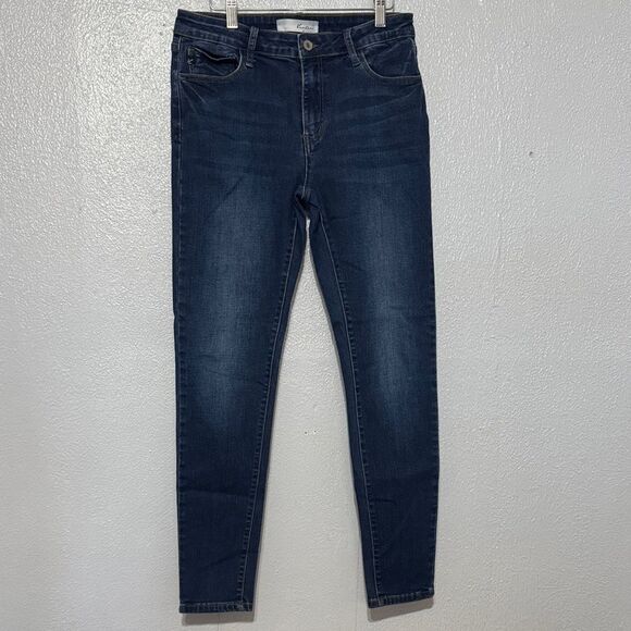 KanCan Denim - Kancan Maria High Rise Ankle Skinny Jeans Dark Wash Indigo Blue Stretch Denim 11
